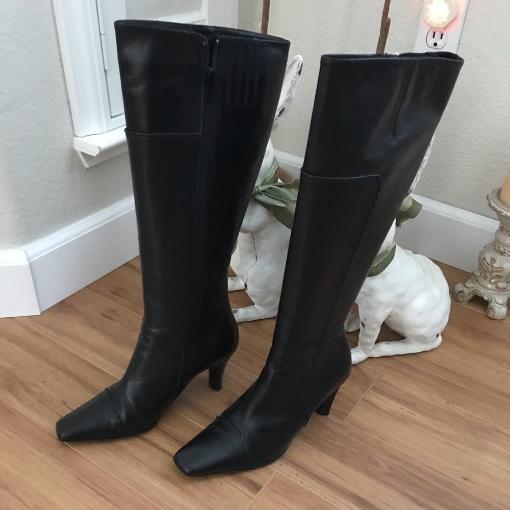 Via Spiga Black Leather Boots Sz 7.5 Made in Italy